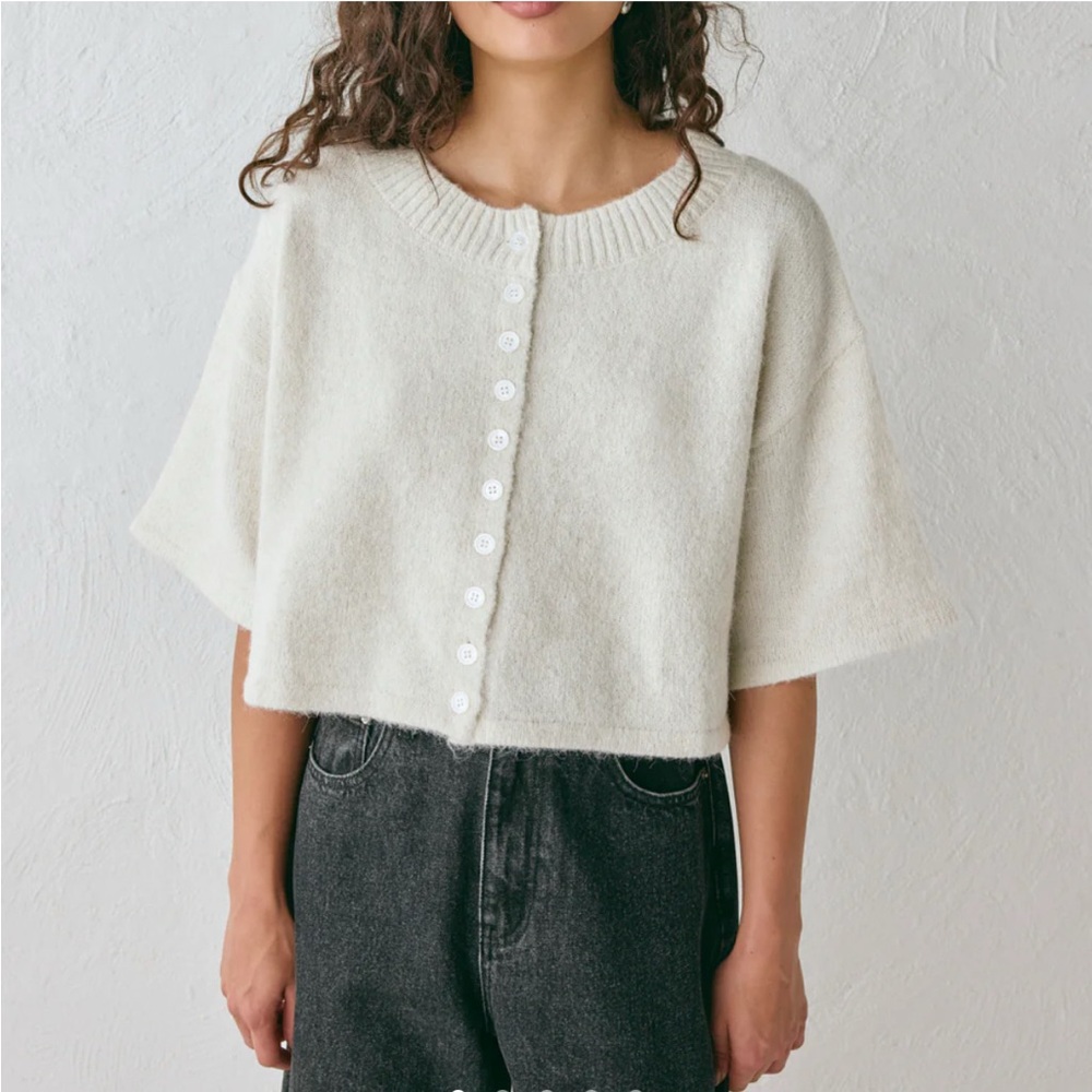 Cozy White Button-Up Cardigan